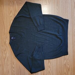 Jos A Bank V-Neck Traveler Sweater Mens Green Merino Wool Classic Sz Large